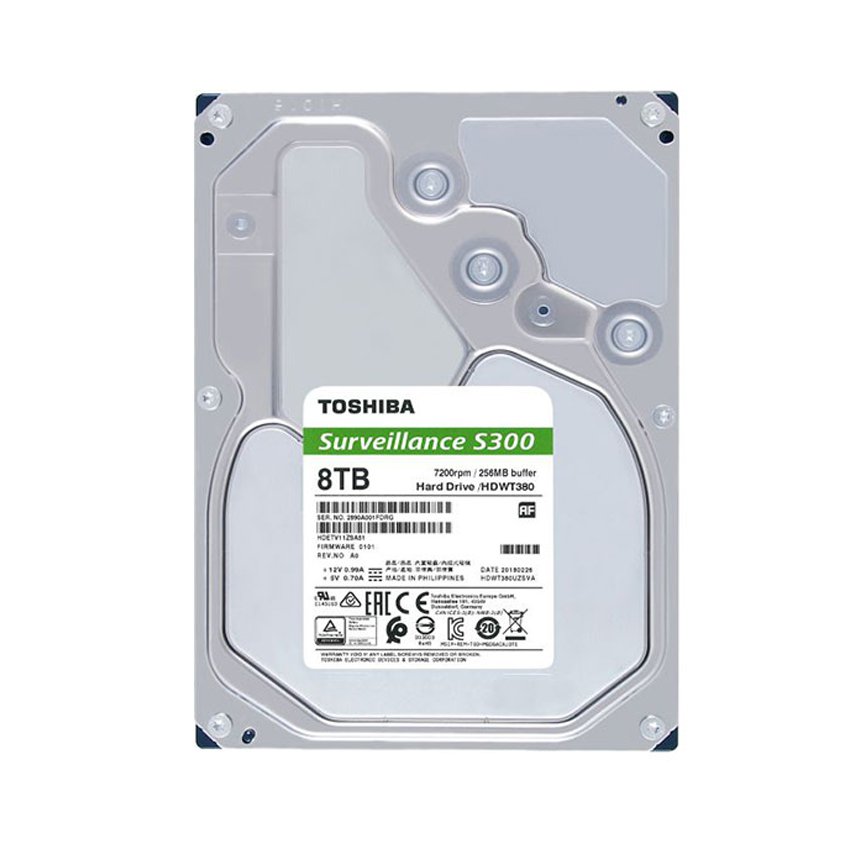Ổ cứng HDD Toshiba AV S300 8TB 3.5 inch, 7200RPM, SATA3, 256MB Cache (HDWT380UZSVA)