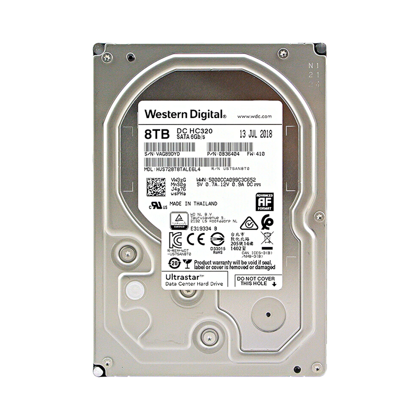 Ổ cứng HDD Western Enterprise Ultrastar DC HC320 8TB 3.5 inch SATA3 6GB/s 7200RPM, 256MB Cache - (HUS728T8TALE6L4)