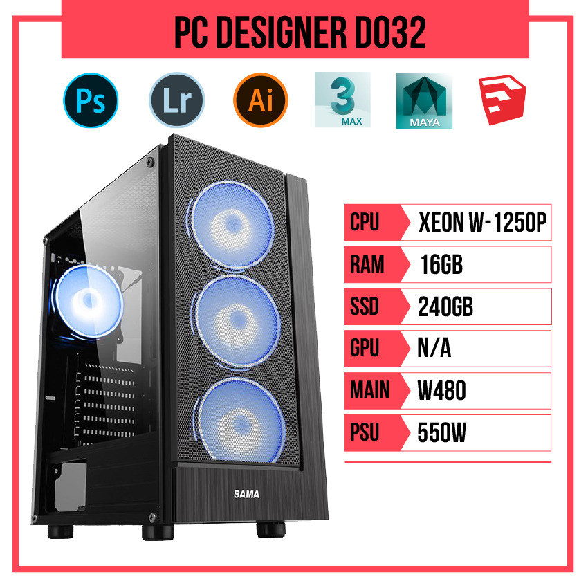 PC HACOM Designer D032 (W-1250P/W480/16GB RAM/240GB SSD/550w)
